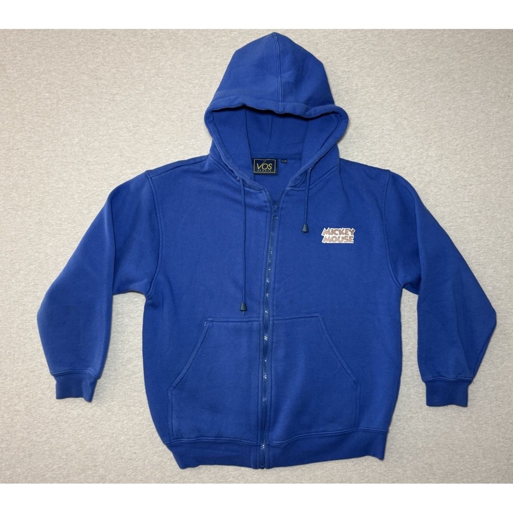 Vos Sports Mickey Mouse Blue Zip Up Sweater With Hood Blue Junior Size 18 Xl